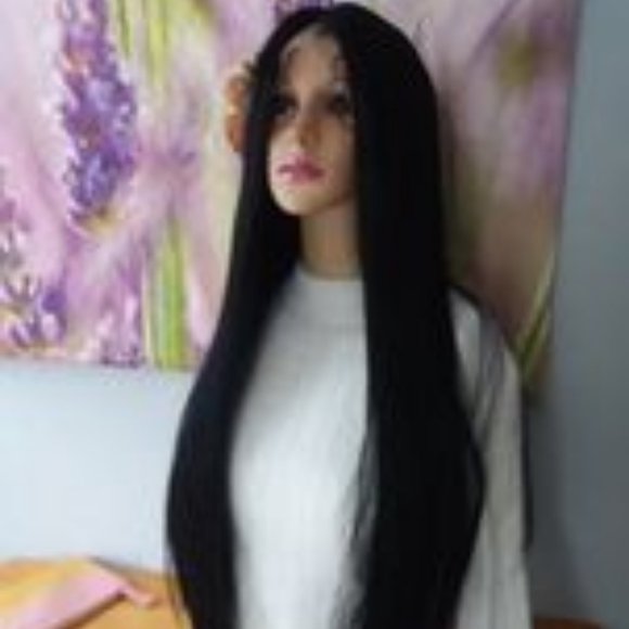 Black wig with lace front main image 6